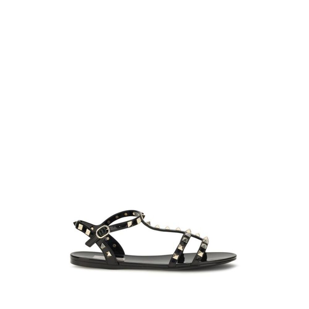 Valentino Garavani Black Rubber Flat Women's Sandals